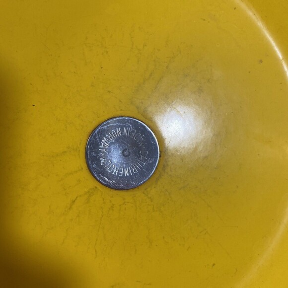 Vintage MCM Cathrineholm 8.5" Pot With Lid Lotus Yellow Norway, See Measurements - Picture 6 of 9